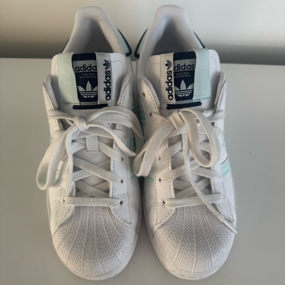 Adidas White and Mint Athletic Sneakers - Picture 1 of 9